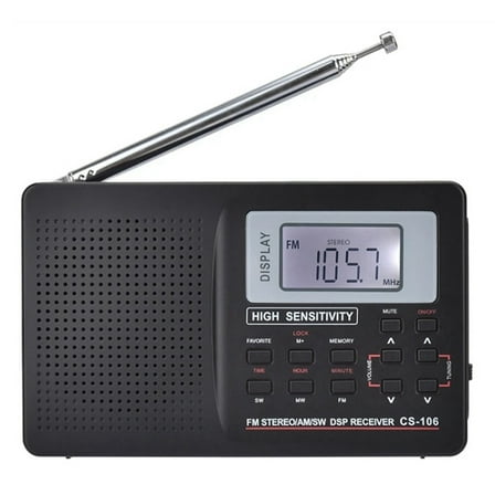 Mini Radio FM/AM/SW/LW/TV Sound Full Band Receiver Pocket Portable Alarm Clock Stereo Radio with 3.5mm Earphone