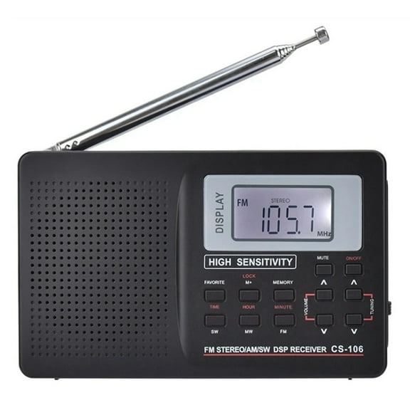 Mini Radio FM/AM/SW/LW/TV Sound Full Band Receiver Pocket Portable Alarm Clock Stereo Radio with 3.5mm Earphone
