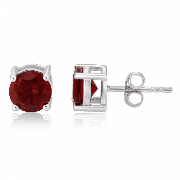 Sechi Garnet Stud Earrings for Women in 925 Sterling Silver Birthstone Gemstone Jewelry