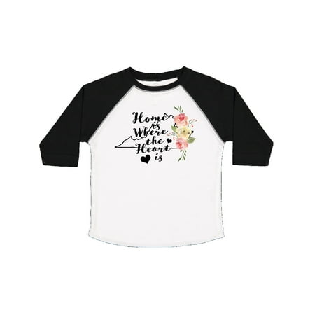 

Inktastic Virginia Home is Where The Heart is with Watercolor Floral Gift Toddler Toddler Girl T-Shirt