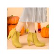 thumbnail image 6 of BLISSFUL STEP Valentine's Women's Side Zip Low Platform Block Heel Ankle Booties Yellow 7.5, 6 of 8