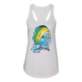 thumbnail image 2 of Wild Bobby, Mahi-Mahi Fish Catching Small Fish Animal Lover Ladies Racerback Tank Top, White, Small, 2 of 3