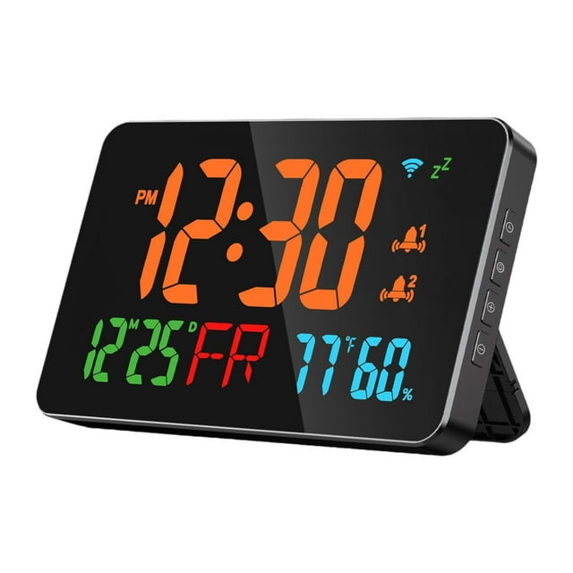 Reloj de pared digital con alarma de temperatura alta entre semana y LED rectangular Naranja