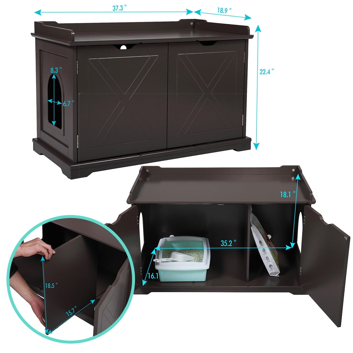 Veryke Cat Houses for Indoors, Cat Shelter, Wooden Pet House Enclosure Outside Shelter Animal Cage Storage Bench Furniture Cabinet, Brown Veryke Cat Houses for Indoors, Cat Shelter, Wooden Pet House Enclosure Outside Shelter Animal Cage Storage Bench Furniture Cabinet, Brown
