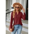 thumbnail image 2 of Anbech Vneck Women Solid Color Shirt Buttons Long Sleeve Blouse Casual Fashion Tops, 2 of 8