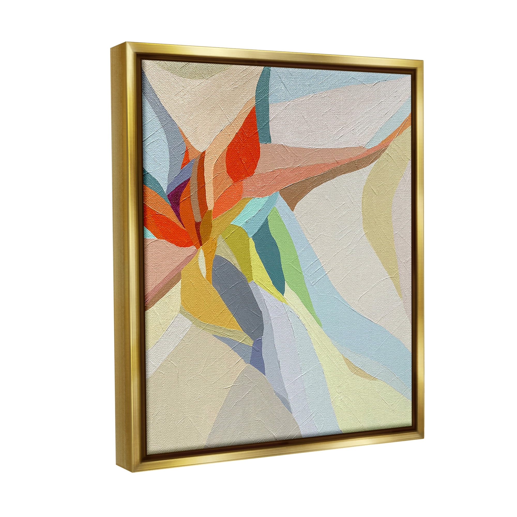 Stupell Industries Asymmetrical Soft Shapes Abstract Painting Gold Floater Framed Canvas Art Print Wall Art, 17 x 21