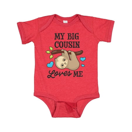

Inktastic My Big Cousin Loves Me with Sloth and Hearts Gift Baby Boy or Baby Girl Bodysuit