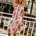 thumbnail image 4 of Vestidos adelgazantes estampados florales de manga corta de un hombro casuales de verano para mujer Fridja qw5473, 4 of 8