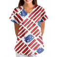 thumbnail image 2 of Usa 250th Anniversary Scrub Shirt Women American Flag Print 1776-2026 Patriotic Star V Neck T Shirts Short Sleeve Classic Fit Summer Nursing Uniforms with Pockets, #01 Deep Red, XL, 2 of 5