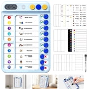 Owlprince Magnetic Chore Chart with Timer, ADHD Tools Visual Schedule Planning Board To Do List, Morning Bedtime Daily Routine Chart Checklist, Blue