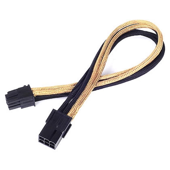 Cable Externo de Alimentación PCIE-6pin a PCIE-6pin(250mm) Bicolor- Negro y Dorado