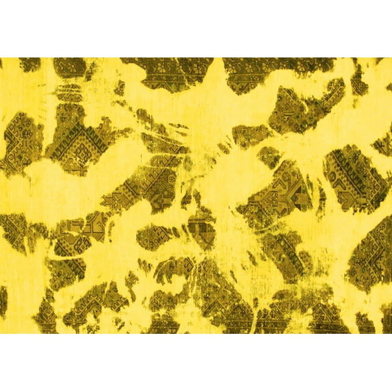 Ahgly Company Indoor Rectangle Abstract Yellow Modern Area Rugs, 8' x 10'