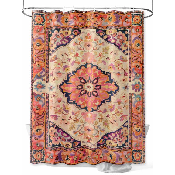 Fsddascl Boho Aztec Shower Curtain Set - 54" x 78" Washable Bathtub Curtain with 12 Hooks, Retro Southwest Farmhouse Ethnic Floral Waterproof Fabric Stall Shower Curtains for Bathroom/Bathtub Décor