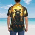 thumbnail image 4 of Balery Tree Meditating Raccoon Camisas hawaianas de manga corta para hombre, camisas playeras de corte holgado, camisas de vacaciones con botones,Small, 4 of 7