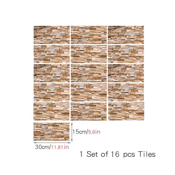 16 Pcs 3D Faux Brick Wall Panels Peel and Stick Brick Tiles-5.9"X11.8" Small Size Thin PVC Brick Self Adhesive Wall Tile Faux Brick Paneling for Living Room, Bedroom, Kitchen, Fireplace