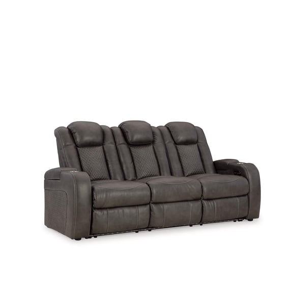 Bowery Hill Faux Leather Contemporary Brown Power Reclining Sofa