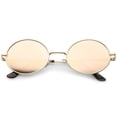 thumbnail image 1 of Classic Lightweight Slim Arms Colored Mirror Flat Lens Oval Sunglasses 50mm (Gold / Pink Mirror), 1 of 4