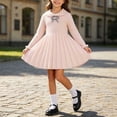thumbnail image 3 of Auroural Girls' Plaid Bow Knit Sweater Dress Fall And Winter Long Sleeved Casual And Comfortable Dress Girls Fall Winter Sweater Long Sleeve Knit Dresses Girls Long Sleeve Dresses, 3 of 9
