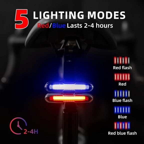 Rechargeable Bike Tail Light 168 Lumens Red/Blue with Turn Signals for Road Mountain Night Riding