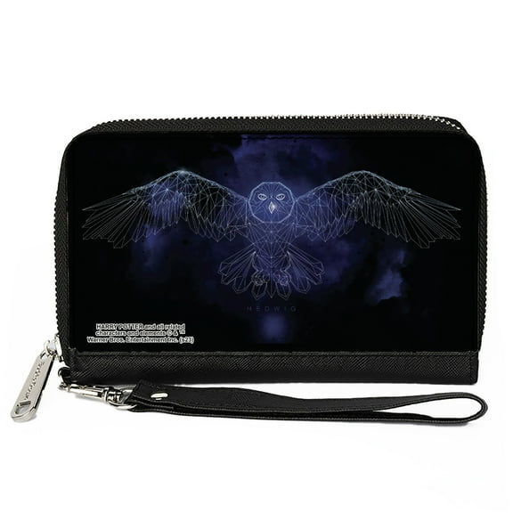 The Wizarding World of Harry Potter Wallet, Zip Around, Harry Potter Hedwig Celestial Constellation Pose Black Blues, Vegan Leather