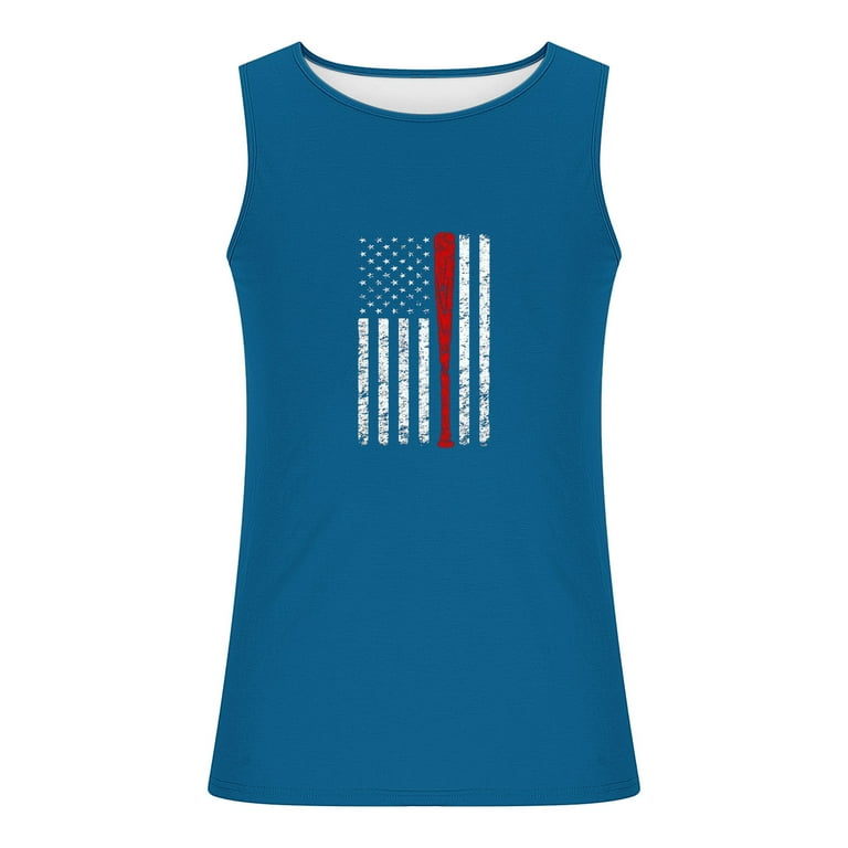 TrendVibe365 Mens Fourth of July Shirts Tank Top American Flag Cut Off Shirts Shirts American Flag Sleeveless Tee Tops Casual Crew Neck Hipster