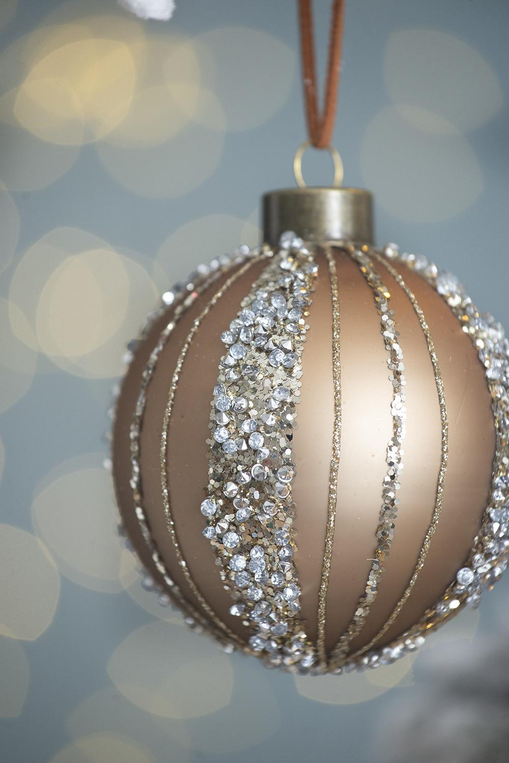 Set of 4 Glass Christmas Ball Ornaments with Glitter and Painting Design by Riccardo Tree Decor