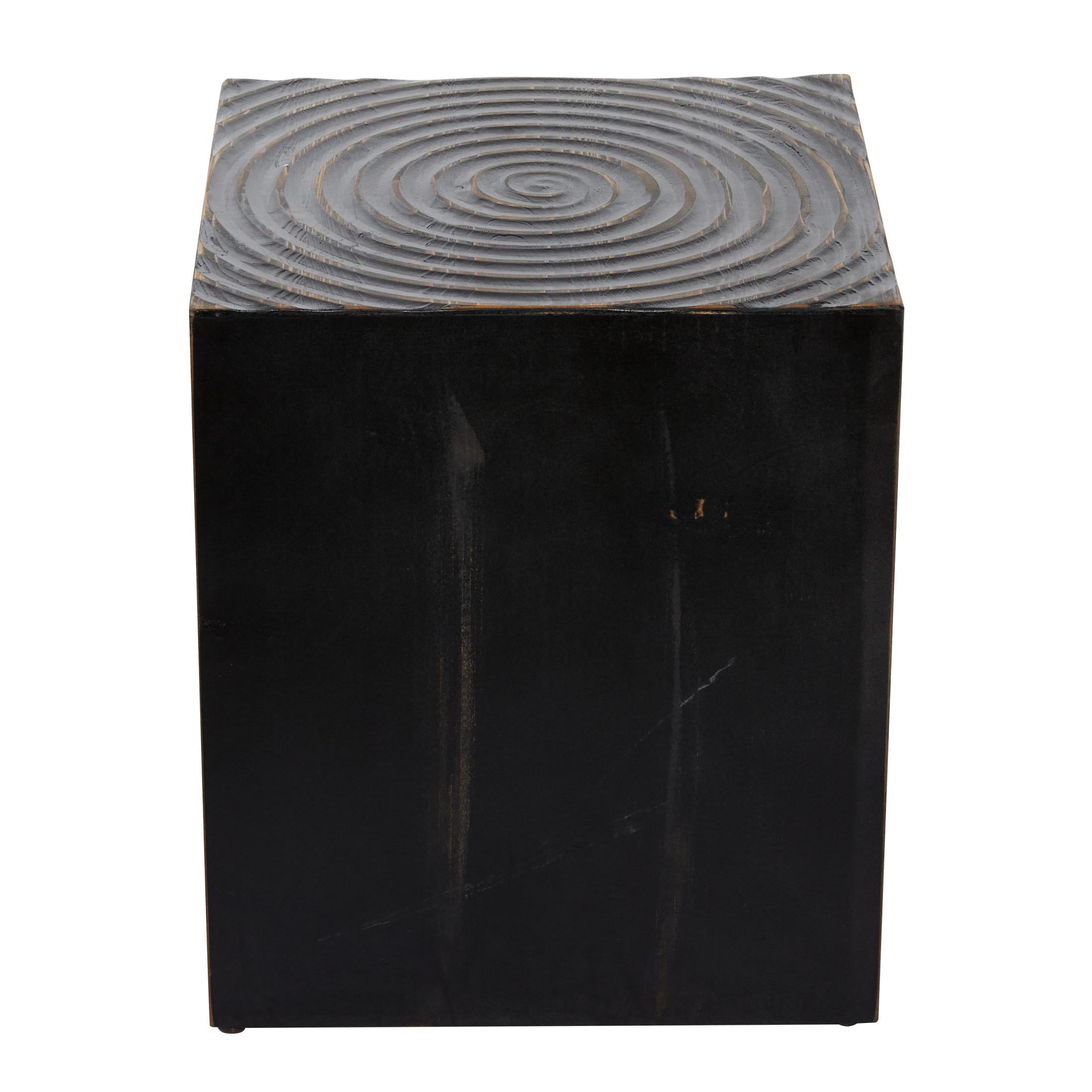 DecMode 16" x 19" Black Wood Intricately Carved Accent Table, 1-Piece