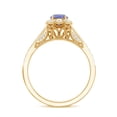 thumbnail image 2 of Rosec Jewels Tanzanite Engagement Ring with Halo - 1/2 Ct - Vintage Style Tanzanite Diamond Ring - AAA Grade - with Jewelry Box, 10K Yellow Gold, US 6.50, 2 of 8