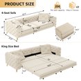 thumbnail image 3 of VEPXXP 97.7" 3-in-1 Convertible Sleeper Sofa, Pull Out Sofa Bed with 28.4" Deep Seat, 4-Seater Couch with Movable Ottoman, Button Tufted Modern Sofa for Living Room, Bedroom, Beige, 3 of 9