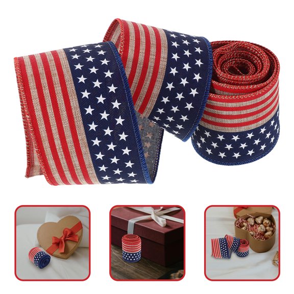 ETEREAUTY Vintage Patriotic Ribbon for Clothing and Holiday Wreaths, Multi-Color Decorative Craft Ribbon