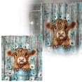 thumbnail image 2 of TIELUTT Rideau de Douche Vache Ferme Floral Drôle Mignon Vache Douche Robuste Transparent Rideau de Douche Léger Rideaux de Douche Double Doublure et Rideau de Douche avec Doublure Rideau de Douche Largeur Courte Lourd Cur, 2 of 4
