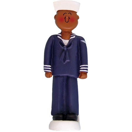 Armed Forces Navy Male African-American Personalized  Christmas Ornament