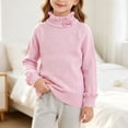thumbnail image 6 of Besolor Kids Toddler Girls Clothes Sweaters Fall Casual Warm Ruffled Turtleneck Long Sleeve Knitted Pullover Tops(9-10 Years,Pink), 6 of 7
