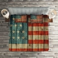 thumbnail image 2 of Ambesonne American Quilted Coverlet 3 Pcs, Old National Patriotic, Queen Size, Blue Red Pale Brown, 2 of 2