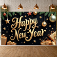 thumbnail image 5 of Gold Theme Happy New Year Banner Festive New Year Display Star Pattern Gift Box Design Festive Backdrop for New Year Party Holiday Celebration Indoor Decoration, 5 of 9