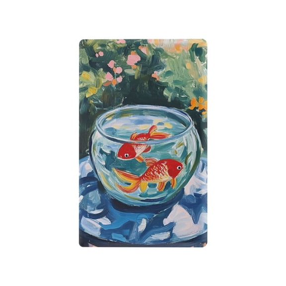 Yayeee Blank Wall Plate Cover 1-Gang 4.5"x2.7" Home Unused Decorative Outlet, Red Goldfish