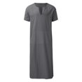 thumbnail image 5 of Bohemian Loose Mens Maxi Kaftan, Split Hem Pocket Linen Long Robe, Soft Breathable Fabric for Resort Wear, Travel and Home Casual Outfits Dark Gray S, 5 of 6