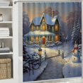 thumbnail image 6 of Shiartex Snowman Christmas Tree House Shower Curtain Set with Hooks, 100% Polyester Fabric, Washable, Waterproof Bathroom Decor, Various Sizes 36x72, 6 of 7
