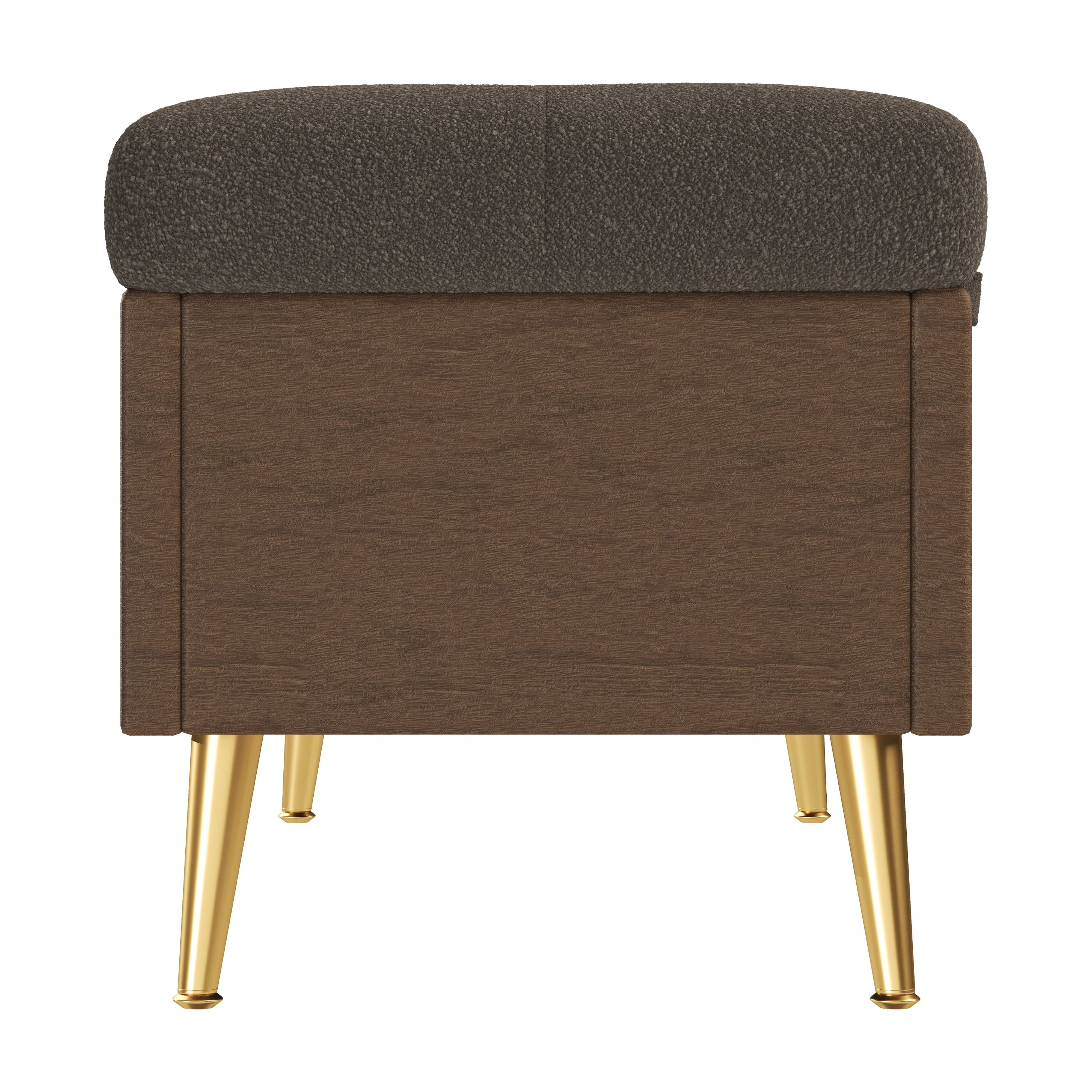 Euroco Modern Storage Ottoman Bench Upholstered Bedroom Bench Entryway Storage Ottoman Tufted Ottoman Bench for Living Room, Bedroom and Entryway, Coffee