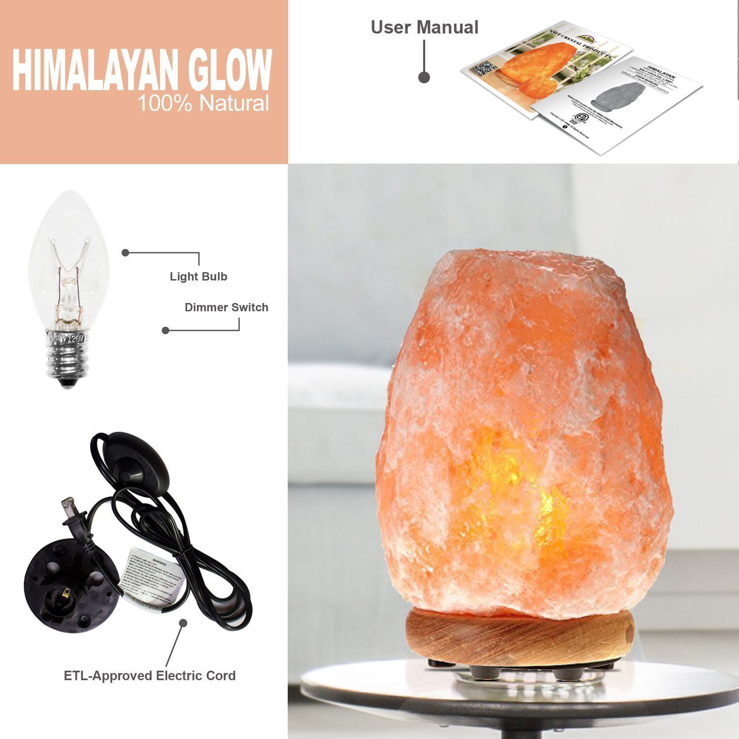 USB Drop-Shaped Night Light Crystal Salt Lamps for Home Décor Holiday Gifts FANHAO Himalayan Salt Lamp with 7 Colors Changing Real Wood Base LED Bulb 