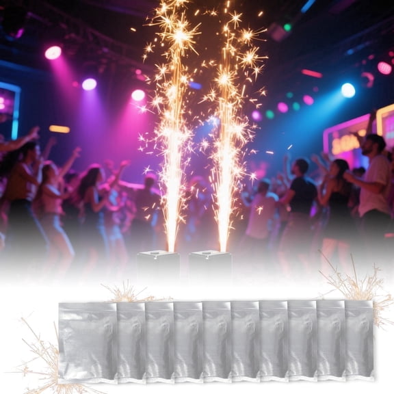 10 Pack Cold Spark Machine Powder- 2-3.5M Height, Titanium Nozzle, Indoor FX Event Machine for Wedding Entrance/Christmas Party/DJ Show