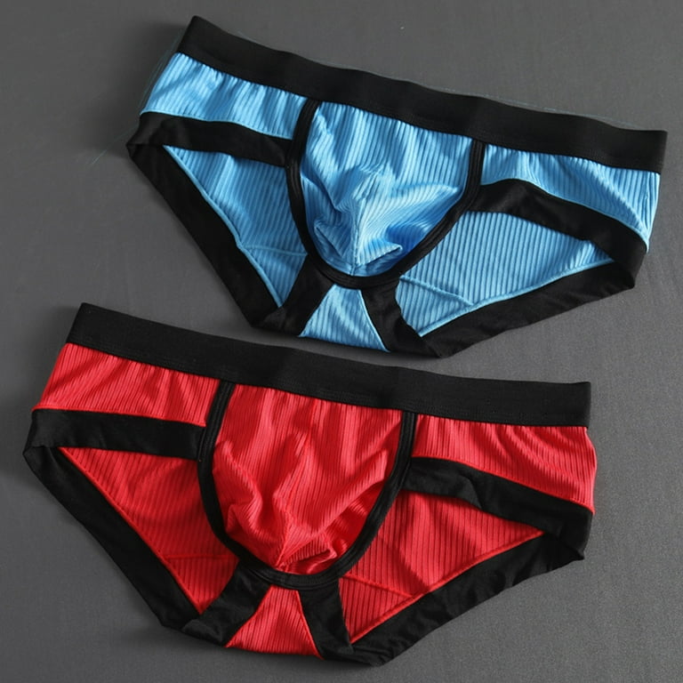 rygai Men Briefs Butt Lifting Big Pouch Low Rise Elastic Close Fit  Underwear Sexy Contrast Color Sweat Absorption Underpants Panties Men