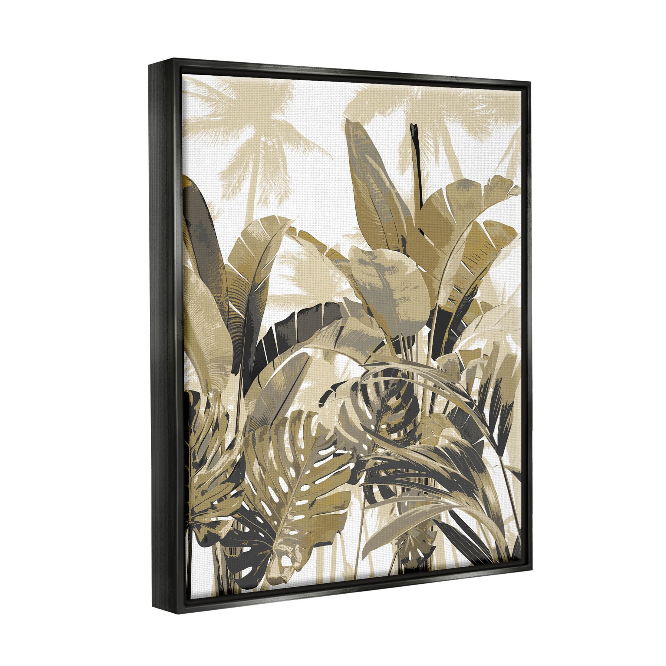 Tropical Layered Summer Palms Botanical & Floral Graphic Art Jet Black Framed Art Print Wall Art