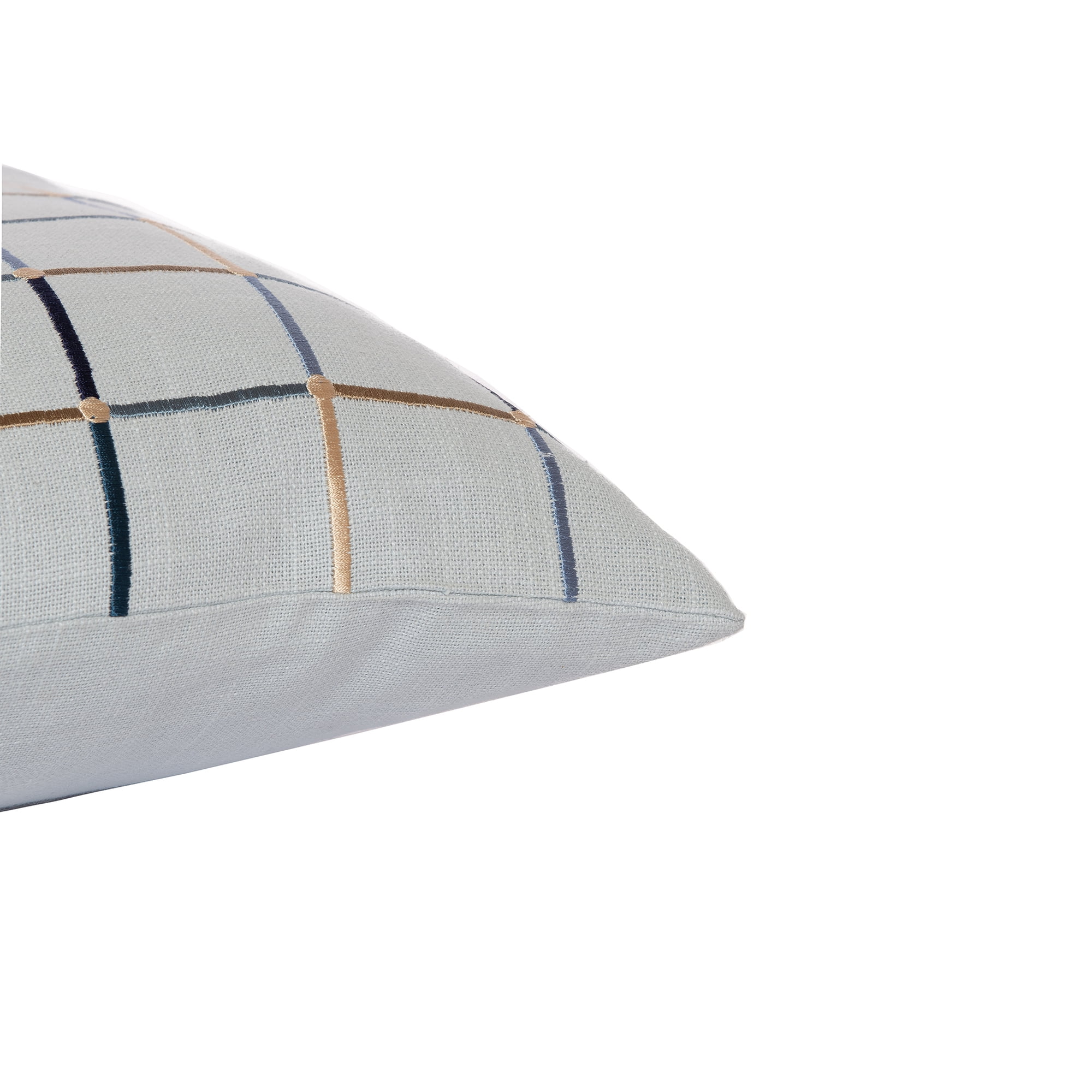Ox Bay and Stacy Garcia 24" x 24" Light Blue Checkered Embroidered Cotton Blend Adult Decorative Throw Pillow Cover
