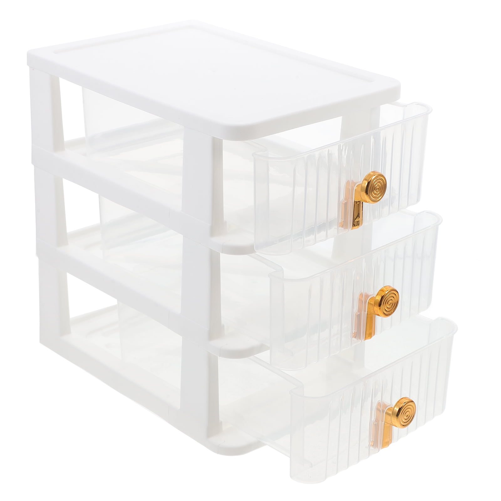 BESTYASH Compact White Plastic Desk Organizer with Clear Storage Drawers 1 Piece