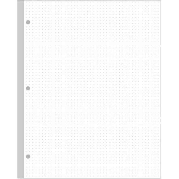 3-Hole Dotted Paper Refills, Letter Size 100Sheets / 200Pages Loose-Leaf Paper, 100gsm, White, 8.5'' x 11''