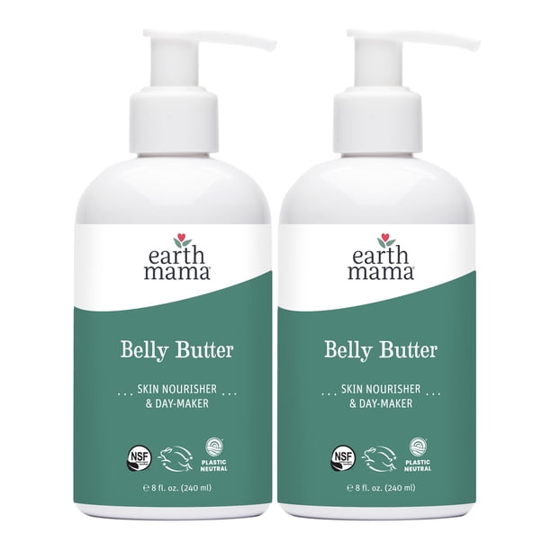 Hidratante de maternidad Earth Mama Belly Butter para piel seca | Loción para el embarazo y la recuperación posparto Crema corporal de cuidado personal con aloe sin fragancia, 8 onzas líquidas (paquet
