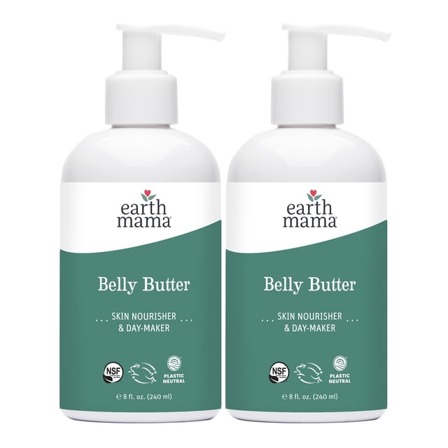 Hidratante de maternidad Earth Mama Belly Butter para piel seca | Loción para el embarazo y la recuperación posparto Crema corporal de cuidado personal con aloe sin fragancia, 8 onzas líquidas (paquet