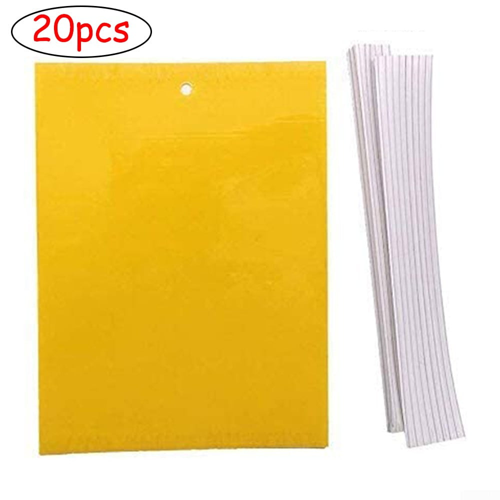 5pcs Dual-Sided Sticky Fly Paper Yellow Traps Fruit Flies Insect Glue Catcher 