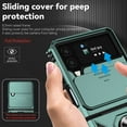 thumbnail image 3 of Dteck Samsung Galaxy Z Flip 4 Case with Ring Stand, Slide Lens Camera Cover 360 Degree Rotating Ring Kickstand Magnetic Military Grade Heavy Duty Rugged Case for Samsung Z Flip4,Deep Green, 3 of 9
